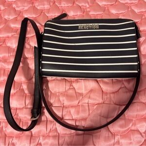 Kenneth Cole Reaction Navy and White Striped Crossbody Bag